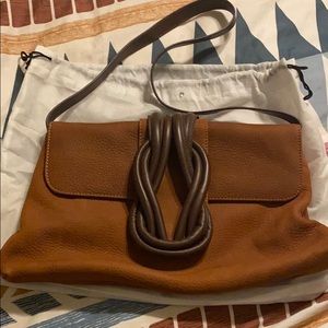 Sondra Roberts genuine leather braid snap bag
